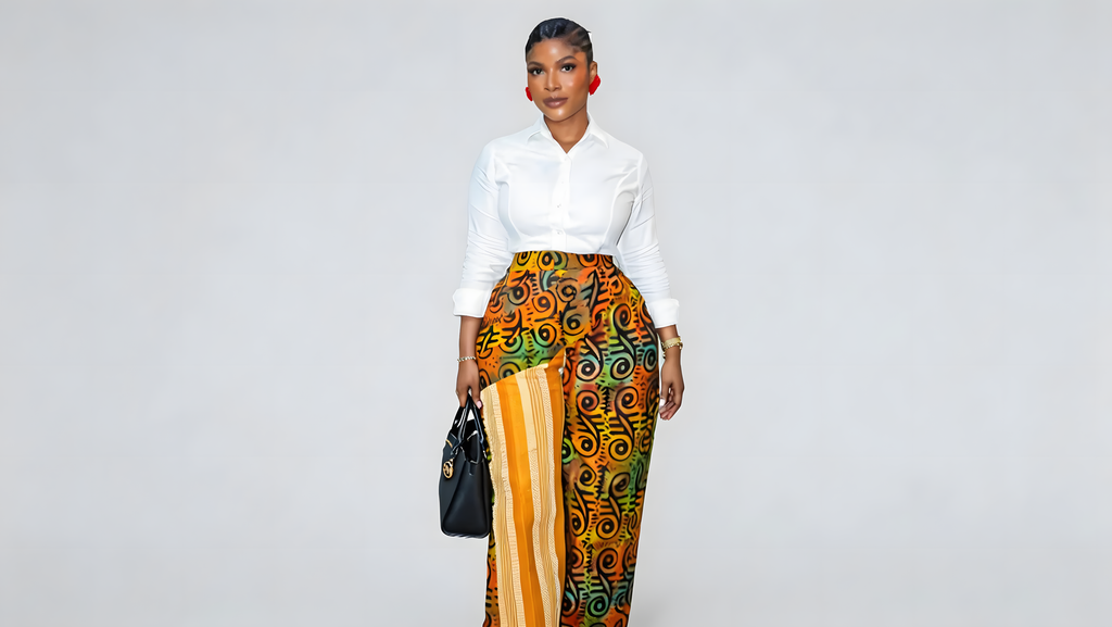 High-Waisted African Wax Print Pants