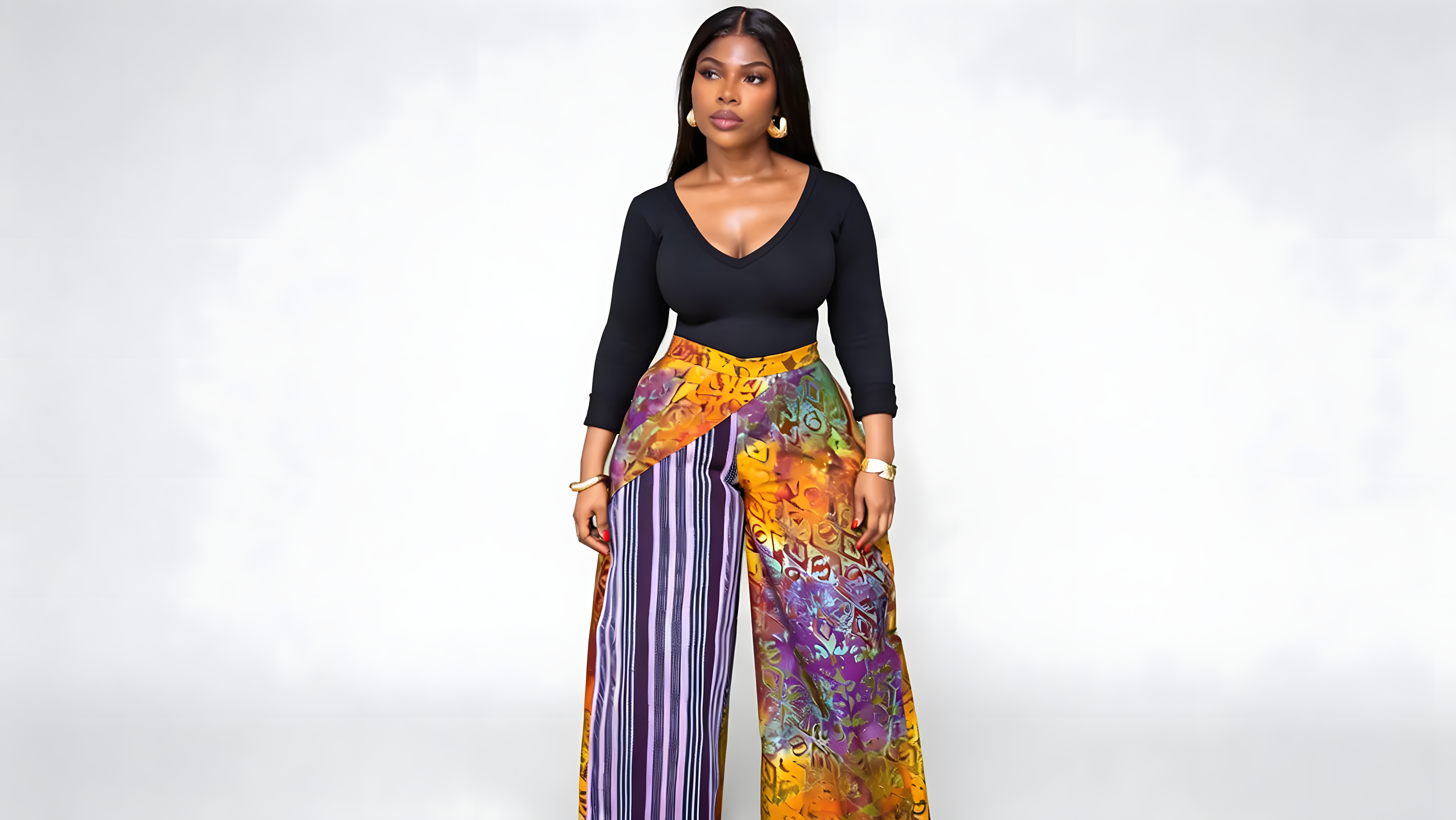 High-Waisted African Wax Print Pants