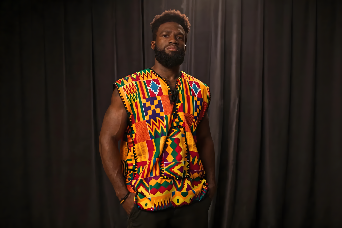 Kente Print Dashiki Vest editorial